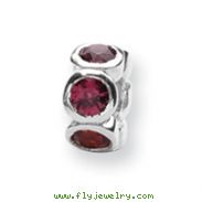 Sterling Silver Reflections Red Cubic Zirconia Bead