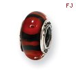 Sterling Silver Reflections Red/Black Murano Glass Bead