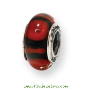 Sterling Silver Reflections Red/Black Murano Glass Bead