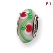 Sterling Silver Reflections White/Pink/Green Hand-blown Glass Bead