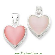 Sterling Silver Reversible Heart Mother Of Pearl Pendant