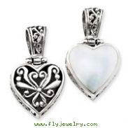 Sterling Silver Reversible Mother Of Pearl Heart Pendant