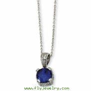Sterling Silver Rose-cut Synthetic Sapphire & CZ 18in Necklace chain