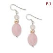 Sterling Silver Rose Quartz & Pink Freshwater Cultured Pearl Earrings