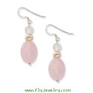 Sterling Silver Rose Quartz & Pink Freshwater Cultured Pearl Earrings