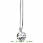 Sterling Silver Round CZ 18in Necklace chain