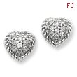 Sterling Silver Round CZ Heart Post Earrings