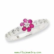 Sterling Silver Ruby & CZ Ring