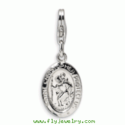 Sterling Silver Saint Christopher Medal With Lobster Clasp Charm