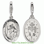 Sterling Silver Saint Christopher Medal With Lobster Clasp Charm