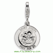 Sterling Silver Saint Joseph Medal With Lobster Clasp Charm