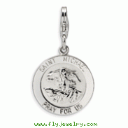 Sterling Silver Saint Michael Medal With Lobster Clasp Charm