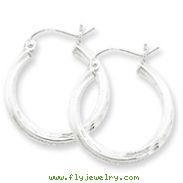 Sterling Silver Satin & Diamond Cut Twist Hoop Earrings