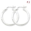 Sterling Silver Satin & Diamond Cut Twist Hoop Earrings