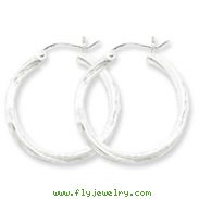 Sterling Silver Satin & Diamond Cut Twist Hoop Earrings