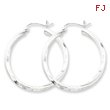 Sterling Silver Satin & Diamond Cut Twist Hoop Earrings