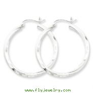 Sterling Silver Satin & Diamond Cut Twist Hoop Earrings