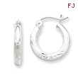 Sterling Silver Satin  Finished Diamond Cut Hoop Earrings