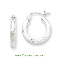 Sterling Silver Satin  Finished Diamond Cut Hoop Earrings