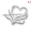 Sterling Silver Satin Finish Diamond Cut Heart Pin