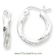 Sterling Silver Satin Finished Diamond Cut Twisted Hoop Earrings