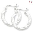 Sterling Silver Satin Finished Diamond Cut Twisted Hoop Earrings