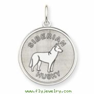 Sterling Silver Siberian Husky Disc Charm