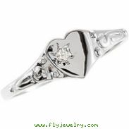 Sterling Silver SIZE 03.00 Polished YOUTH HEART W/DIAMOND
