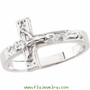 Sterling Silver SIZE 06.00/LADIES Polished CRUCIFIX CHASTITY RING W/BOX