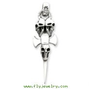 Sterling Silver Skulls On Sword Pendant