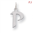 Sterling Silver Small Artisian Block Initial P Charm