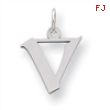 Sterling Silver Small Artisian Block Initial V Charm