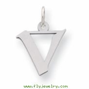 Sterling Silver Small Artisian Block Initial V Charm