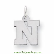 Sterling Silver Small Block Intial N Charm