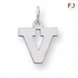 Sterling Silver Small Block Intial V Charm