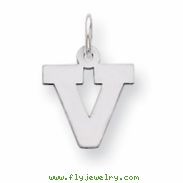 Sterling Silver Small Block Intial V Charm