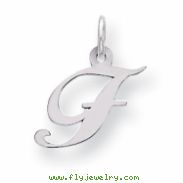 Sterling Silver Small Fancy Script Initial F Charm