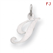 Sterling Silver Small Fancy Script Initial I Charm