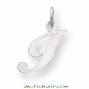 Sterling Silver Small Fancy Script Initial I Charm