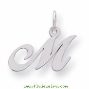 Sterling Silver Small Fancy Script Initial M Charm