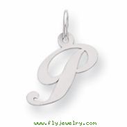Sterling Silver Small Fancy Script Initial P Charm