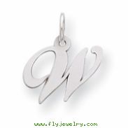 Sterling Silver Small Fancy Script Initial W Charm