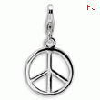 Sterling Silver Small Polished Peace Sign With Lobster Clasp Charm