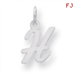 Sterling Silver Small Script Intial H Charm