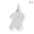 Sterling Silver Small Script Intial N Charm