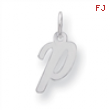 Sterling Silver Small Script Intial P Charm