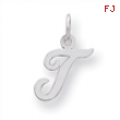 Sterling Silver Small Script Intial T Charm