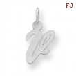 Sterling Silver Small Script Intial V Charm