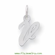 Sterling Silver Small Script Intial V Charm