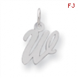 Sterling Silver Small Script Intial W Charm